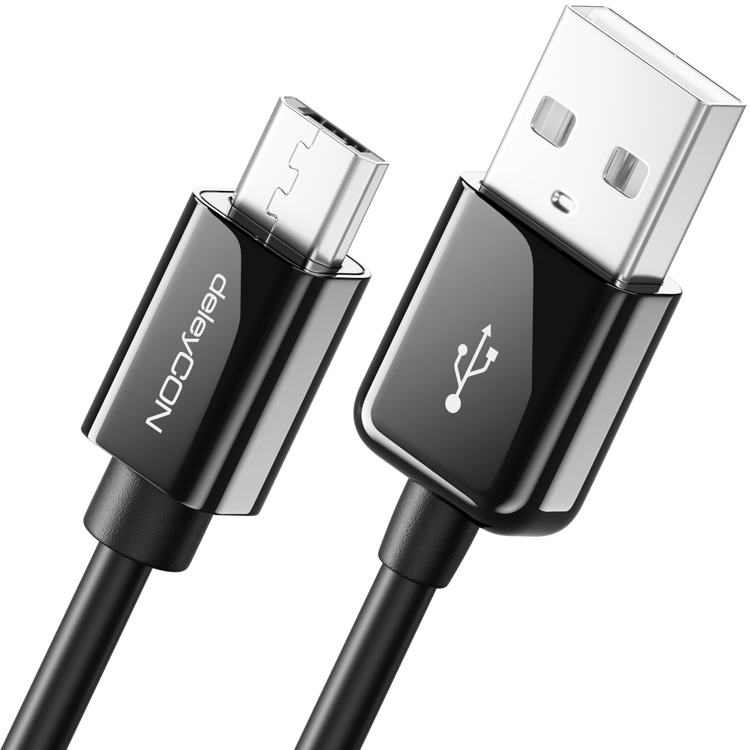 deleyCON 5m Micro USB Ladekabel Datenkabel Kompatibel für Android Handys Smartphones Tablets MP3 Player Kameras uvm. - Schwarz