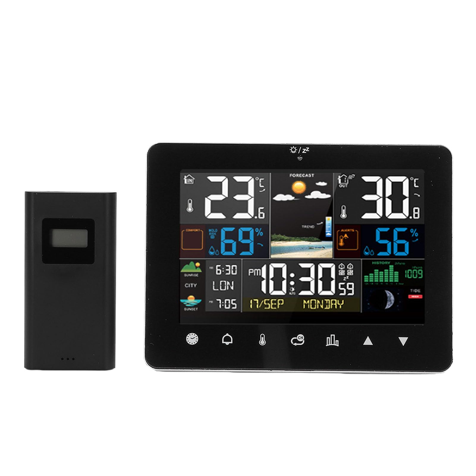 TOPINCN Thermomètre et Hygromètre Numérique Intérieur et Extérieur, Moniteur de Température et d'humidité, écran Couleur sans Fil, Capteur sans Fil, Station de Prévision Météo pour le