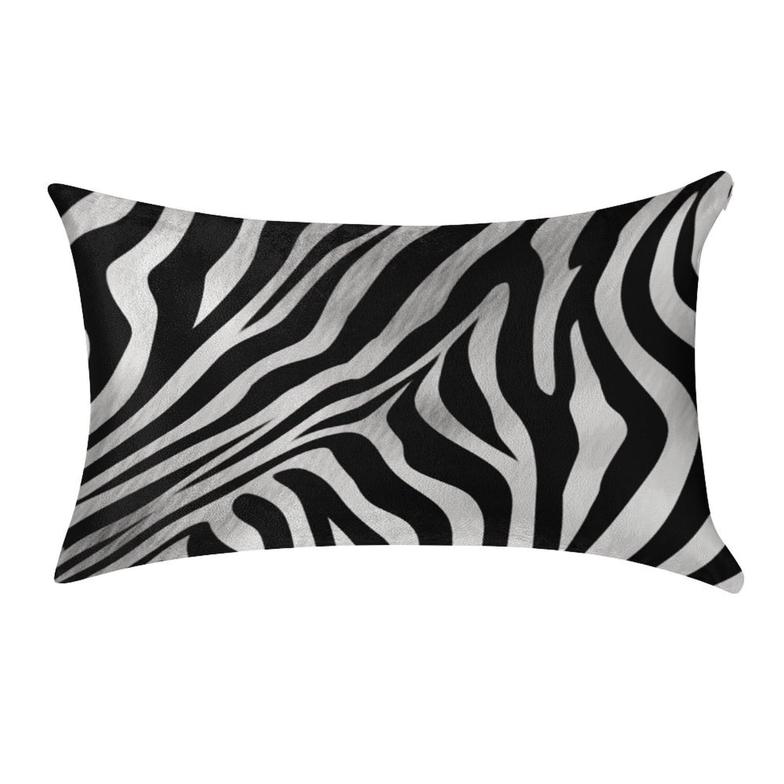 FekiLoot Zebra Print Pillow Covers Luxury Velvet Oblong Pillowcases Rectangular Throw Pillows Case Decorative Velvet Cushion Covers Ultra Soft Lumbar Pillow Shells 12 X 20 in