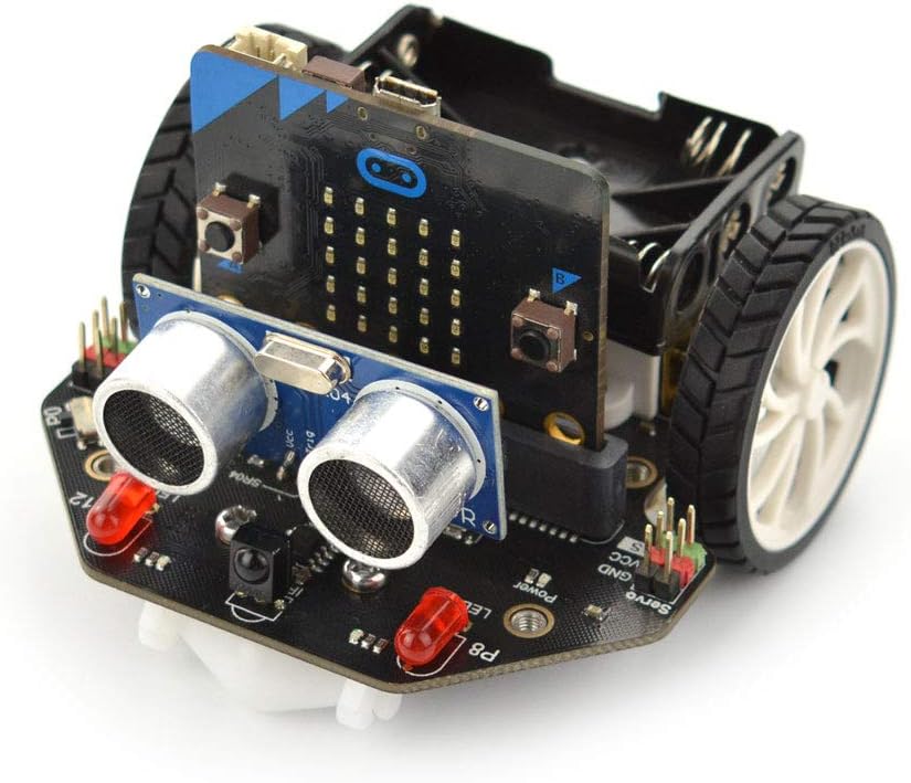 Micro: Maqueen Lite-Micro:bit Educational Programming Robot Platform - Graphical Programming Educational Robotic Car - STEM Learning DIY Mini Robot Kit for Maker Education (with Micro:bit Board)