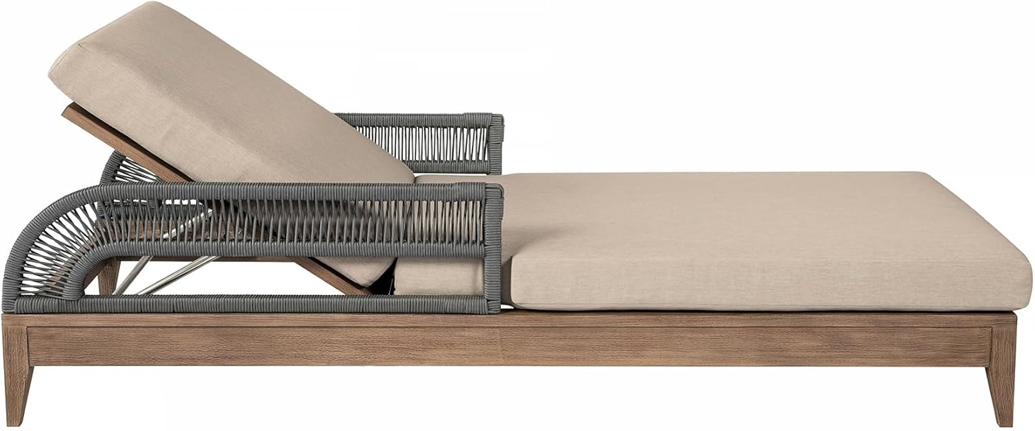 Armen Living Orbit Modern Outdoor Patio Chaise Lounge Chair, Taupe