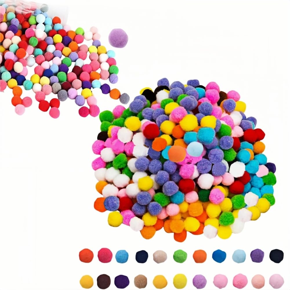 Lot De 2000 Pompons 10 Mm - Multicolore - Pour Loisirs Créatifs, Déco, Projets Enfants