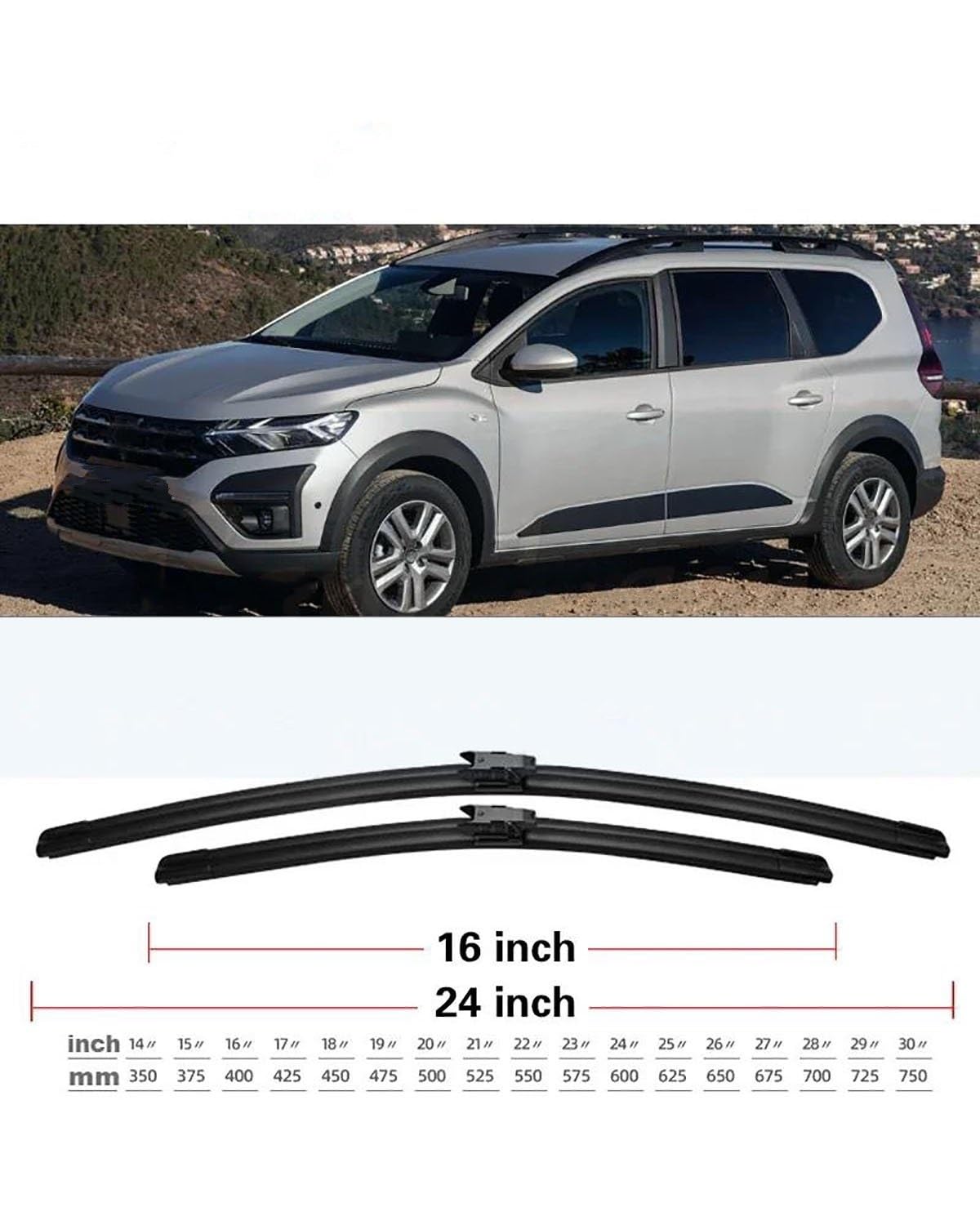 Escobillas Coche Para Dacia Jogger 2021-2024 Limpiaparabrisas Delantero Trasero(Front 2pcs)