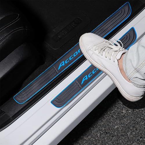 Juego de 4 protectores para el umbral de las puertas delanteras y traseras del auto, de goma suave negra, contra raspaduras, etiquetas protectoras