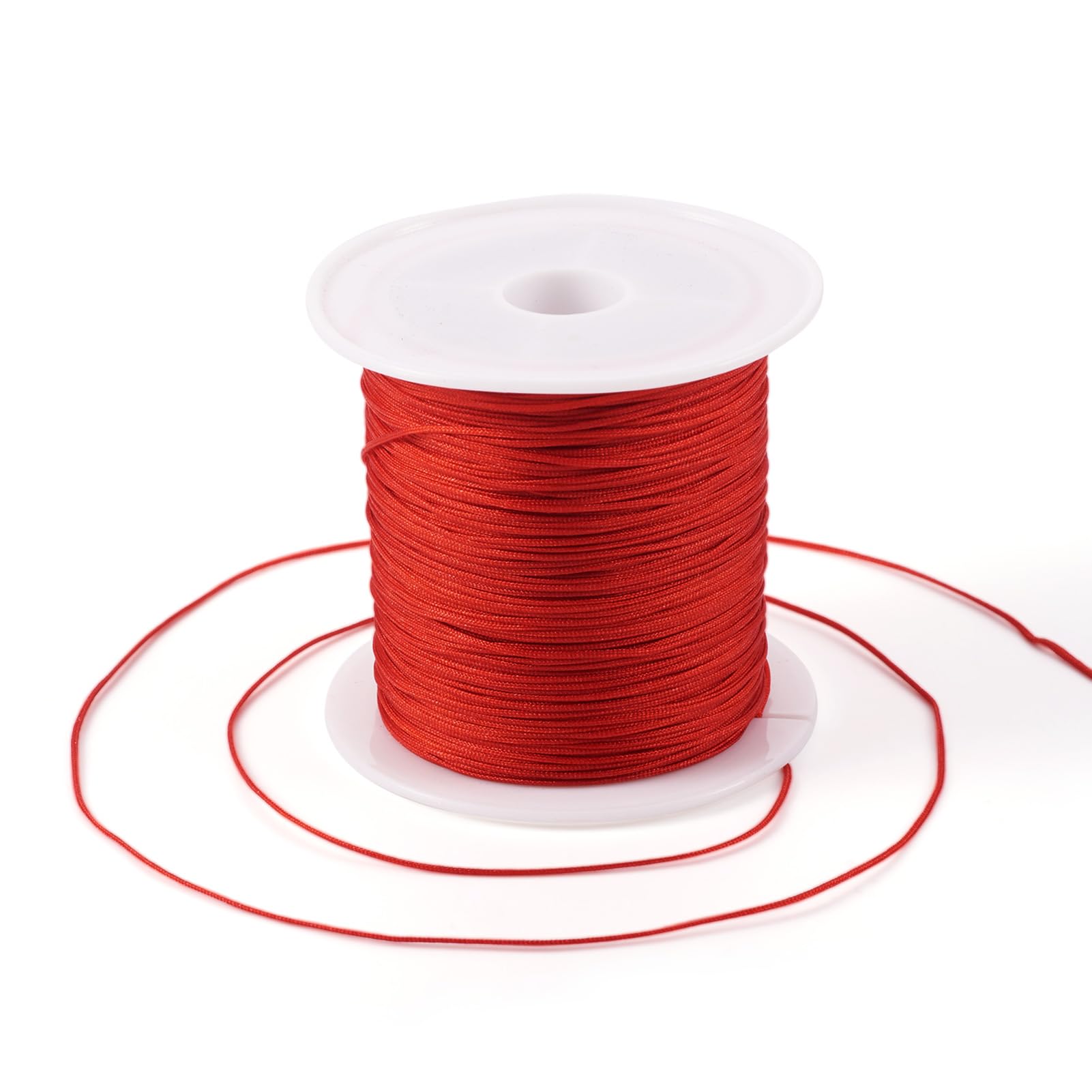 6 Rollen Nylon-Schmuckschnüre, 0,8 mm, 0,6 mm, rund, Makramee-Armband, Schnur, Halskette, Schnur zum Stricken, Nähen, Basteln, DIY, Schmuck, Freundschaftsarmband, Rot, Weiß, Schwarz