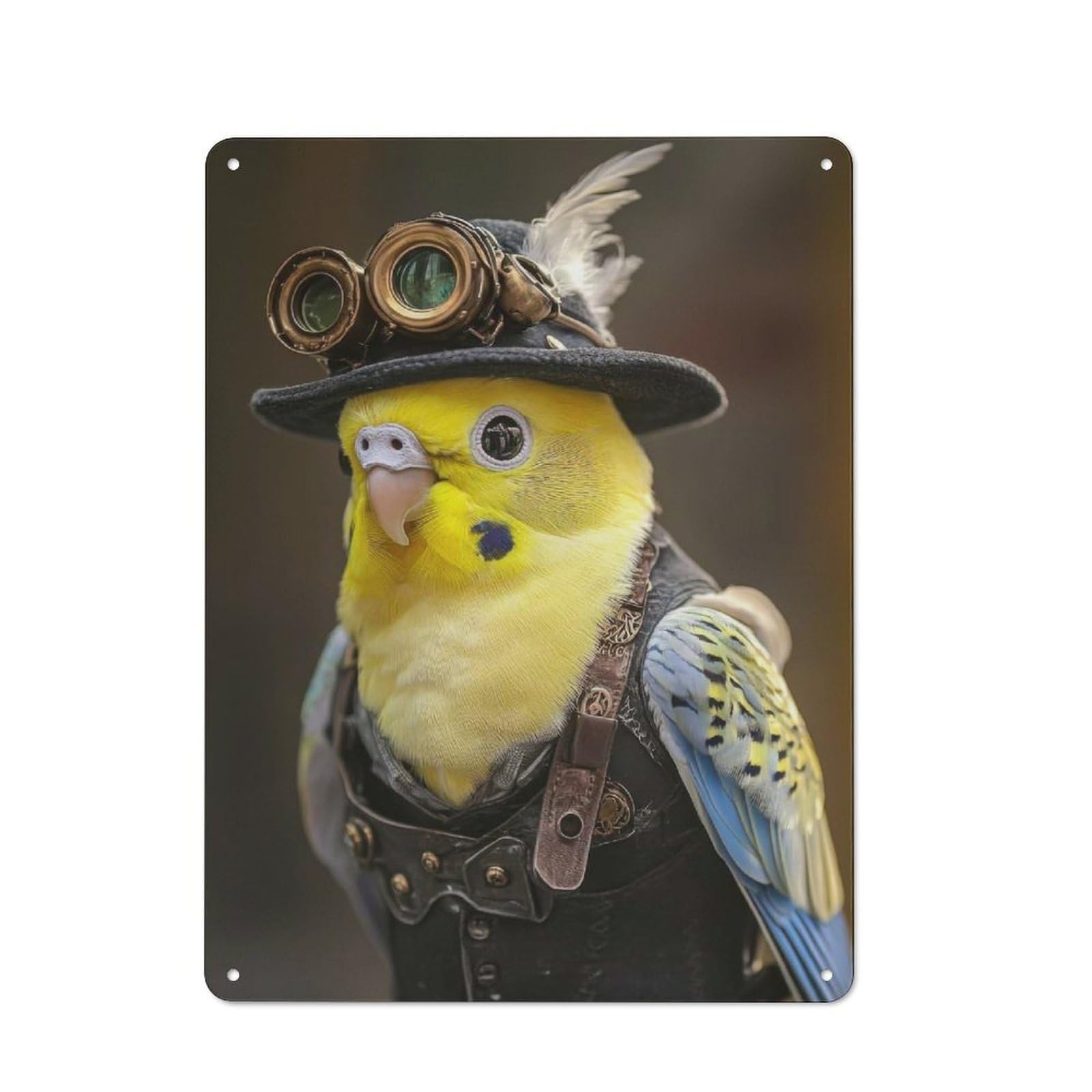Nostalgic Steampunk Parakeet Decorative Tin Sign 40x30cm, Vintage Wall Decor for Lounge, Study, Pub Or Wall Gallery