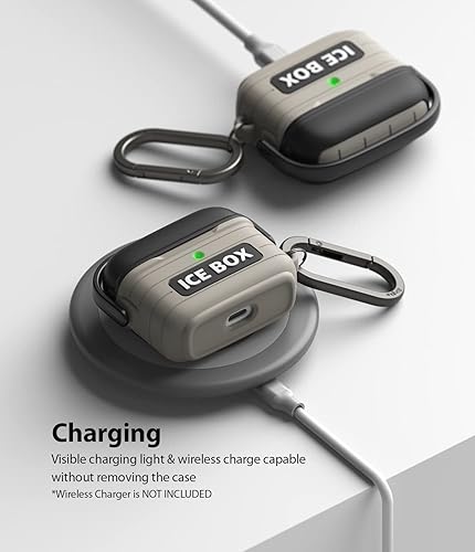 Miniatura 8 de Ringke Funda de silicona compatible con AirPods de 3 generación, funda de mango de bloqueo seguro con mosquetón de llavero, bonito diseño divertido