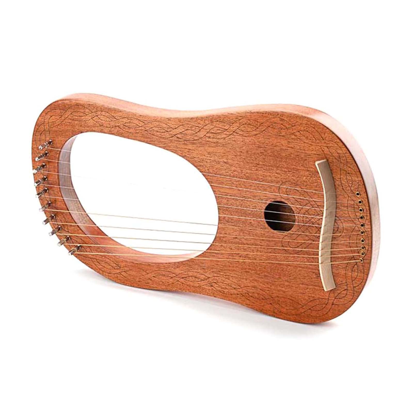 Lyre Harp 10 Saiten Harfe Tragbare Kleine Harfe mit Stimmschlüssel für Saiten Musikinstrument Stabiler Klang Harfe