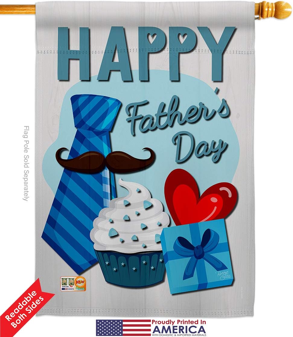 Breeze Decor - Happy Father's Day Summer - Seasonal Impressions Decorative Vertical House Flag 28" x 40" Printed in USA