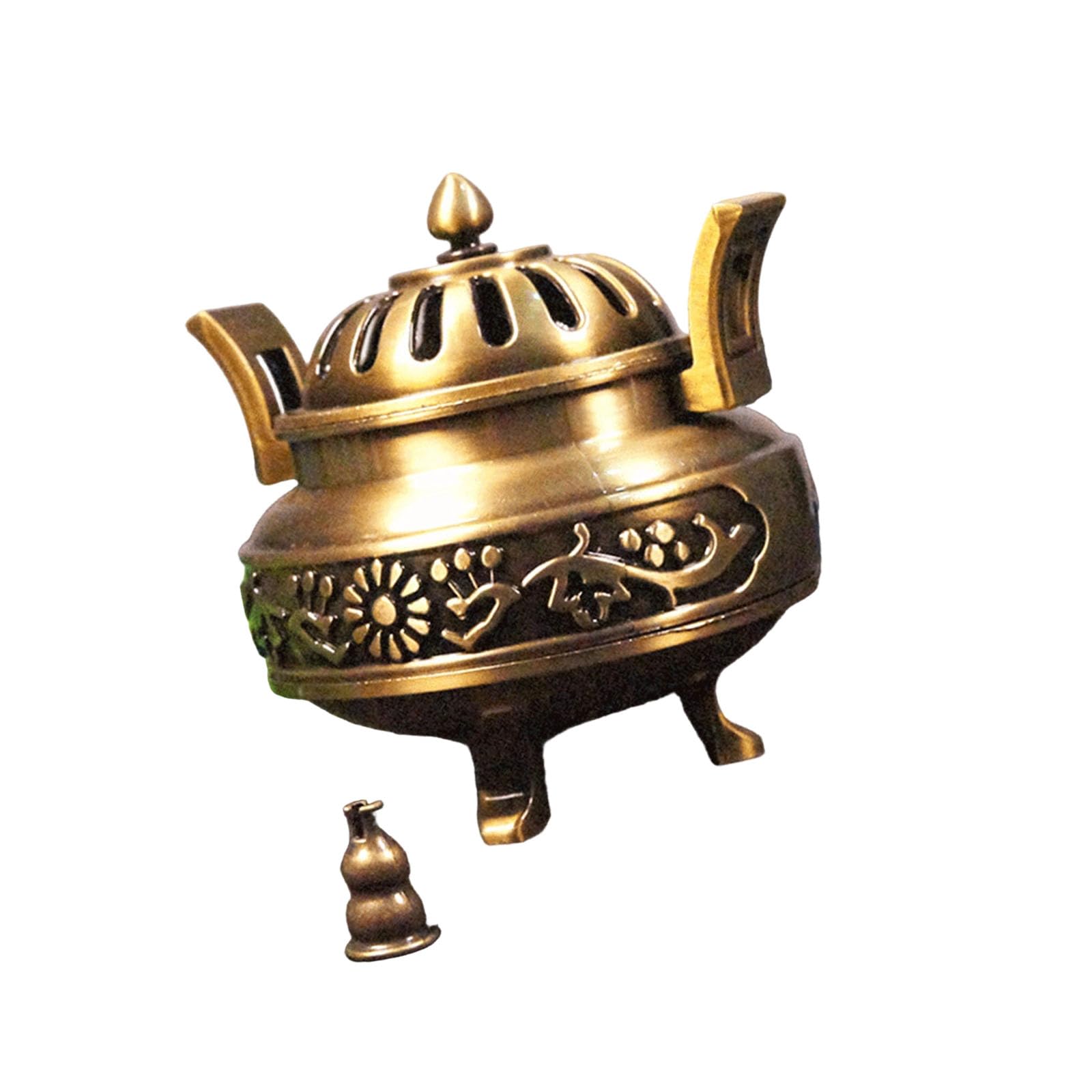 Tsophreniq Incenses Coils Holder with Lid Coils Incenses Burners for Yogas Meditations and Home Decorations Golden Censers Yogas Meditations and Home Decorations