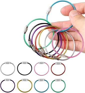 2mm Stainless Steel Loop Coated Wire Keychain Cable Large Key Ring,Perfect for Keys,Badges,Luggage Tags Accessories