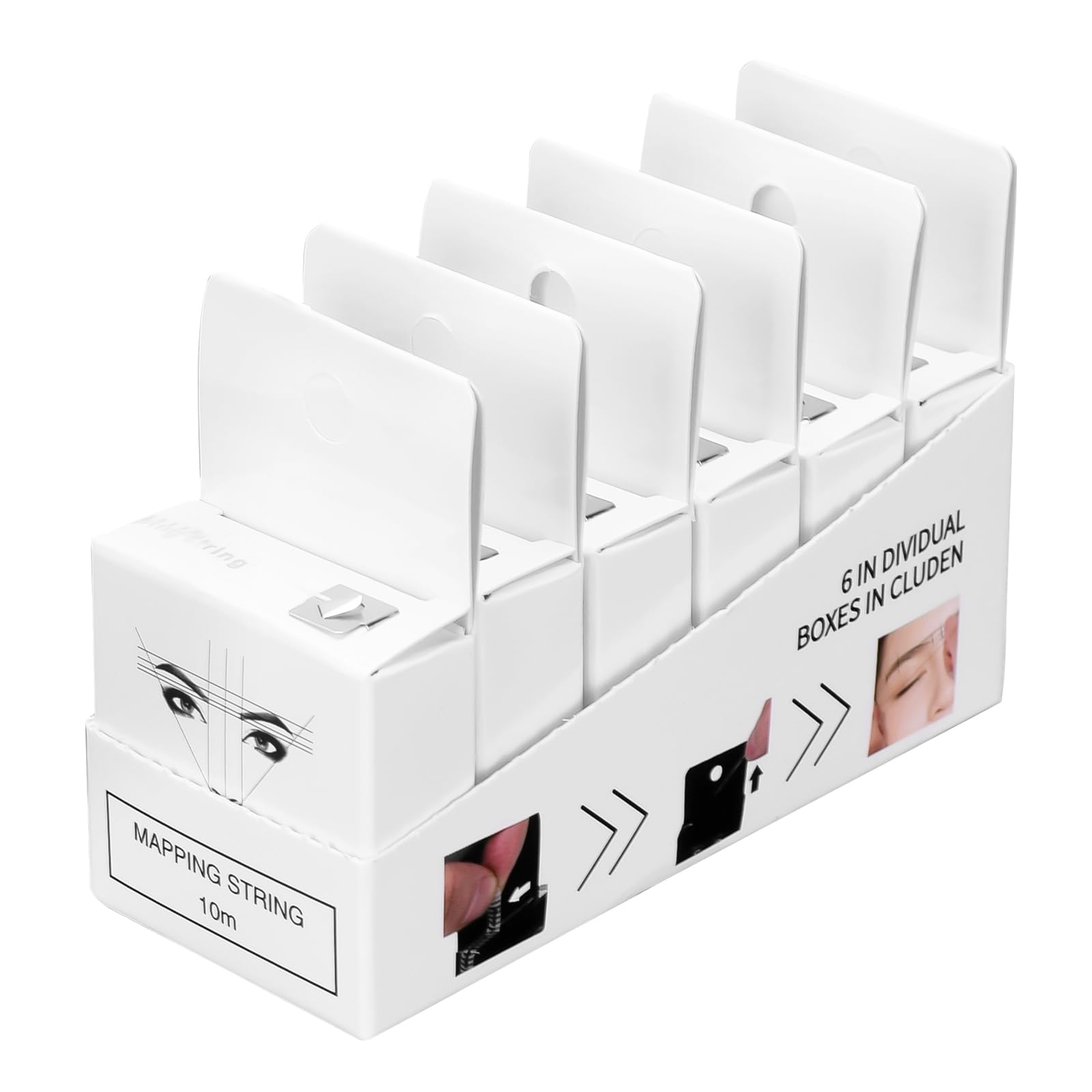 ATOMUS Eyebrow Mapping String, 6 Packs Pre-inked 10m(32ft) Microblading String for Eyebrow Makeup (White)