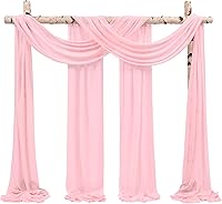 Vista 135 de Tela para envolver arco de boda, 4 paneles de 28 x 20 pies, cortinas de arco de boda rosa para ceremonia, cortinas de tela de gasa para cenador