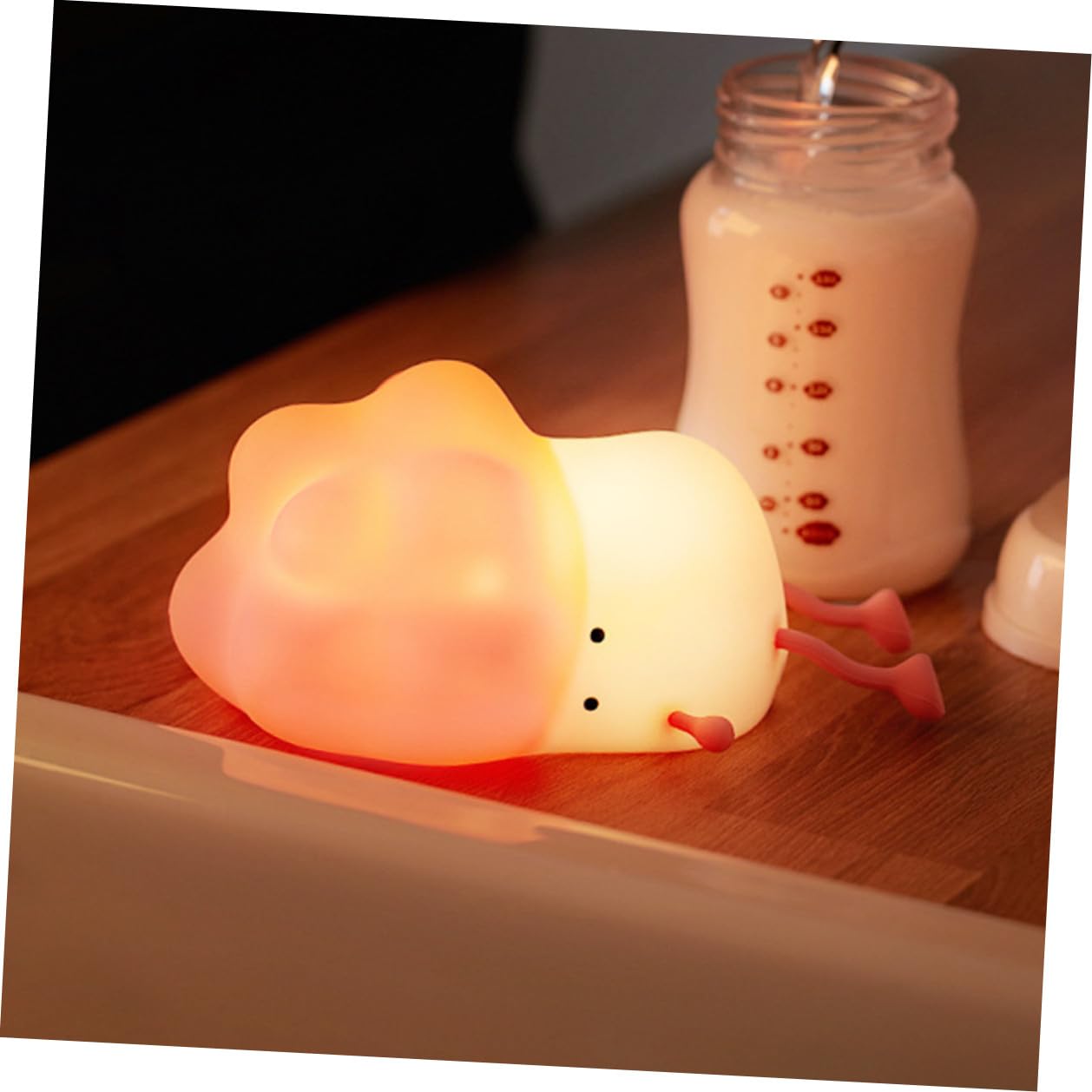 Lampada Notturna per Bambini in Silicone Rosa Batteria Ricaricabile 1200mah e Luminosità Regolabile, Luce da Notte Creativa a Forma di Cartone Animato per Cameretta