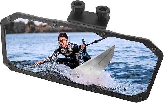 Funnywhale Boat Mirror,4"x11" Marine Mirror for Ski Boats Pontoon Boat Water Sport Wakeboarding Surfing with 0.4"-1.15" Windshield Frames