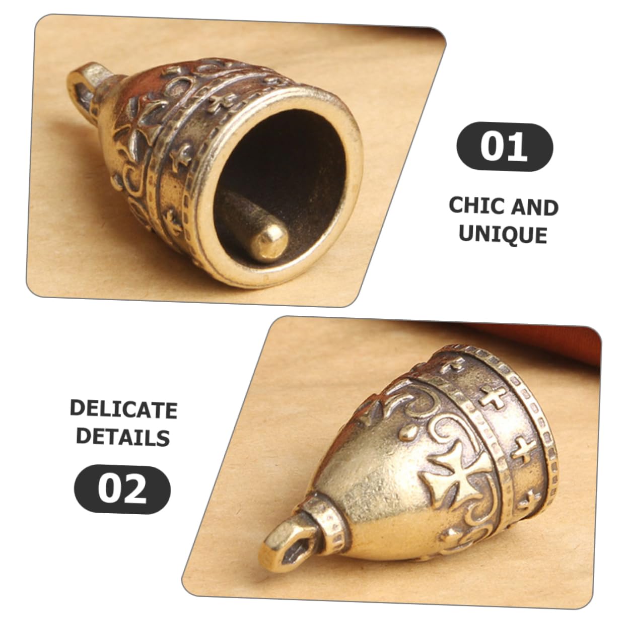 BESPORTBLE 4 Set Rame Invecchiato Vintage Campanelli Eolici Fai da Te Tromba Ciondolo Campana in Rame 4 Pezzi (Antico Invecchiato) Anello Pendente Hanger Cloche 4 Pezzi * 4