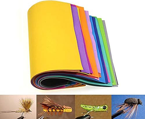 Miniatura 9 de Juego de 10 mejores colores de 0.039 in, 0.079 in, 0.118 in, hoja de espuma para atado de moscas, verde chartreuse, naranja, flotante, mosca, tolva,