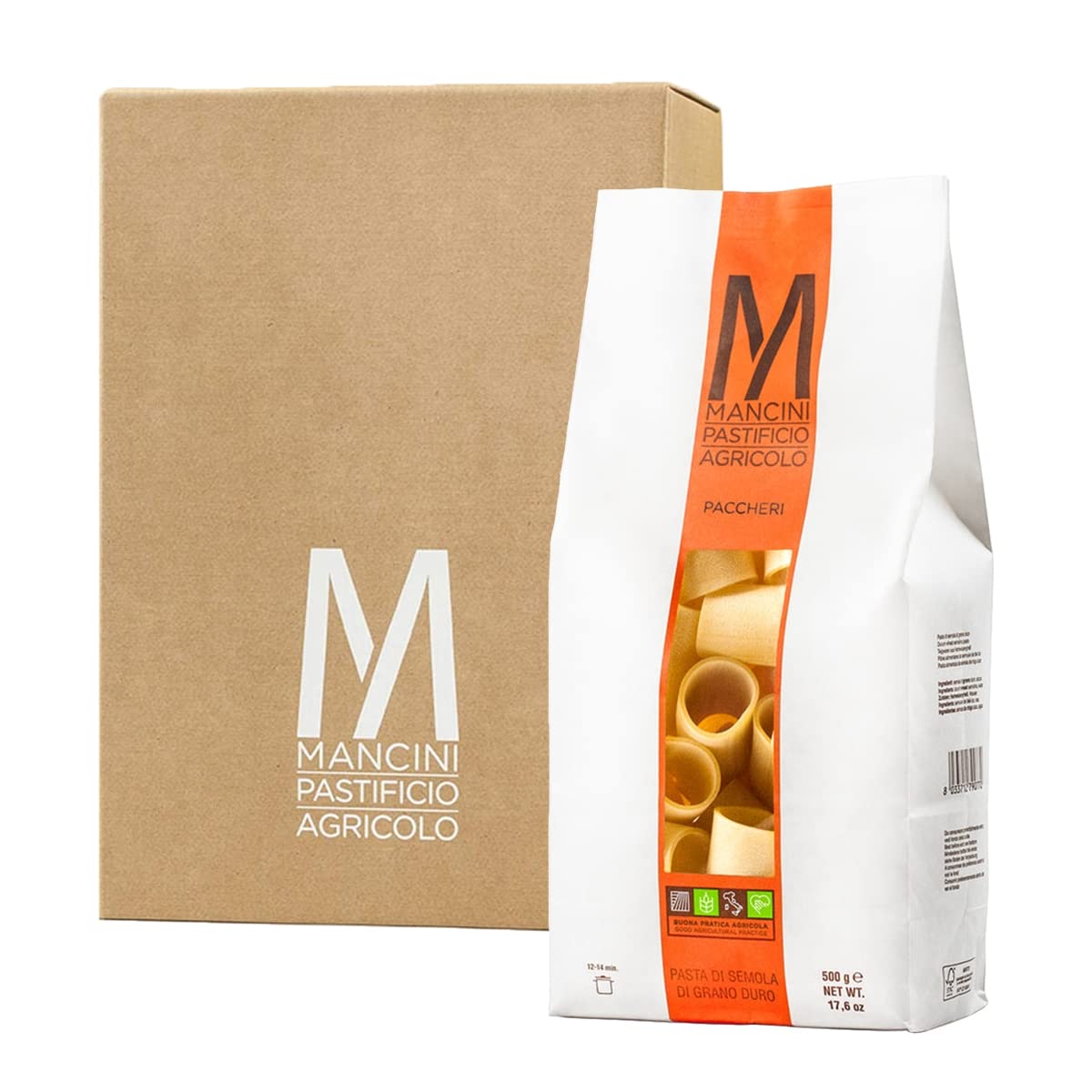 Mancini Pastificio Agricolo - Paccheri 500 gr - Caja de 12 paquetes
