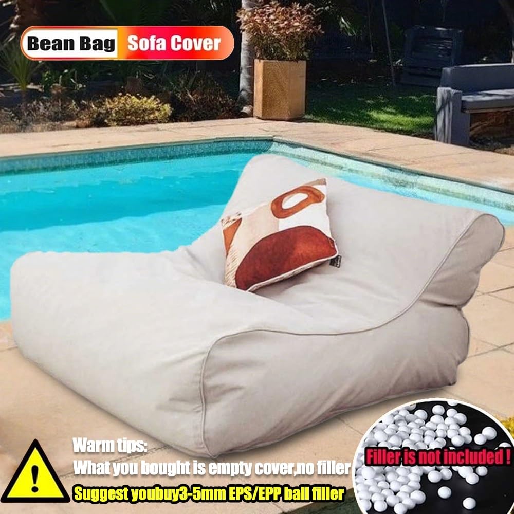 SXBCyan Funda Sillón Puff Impermeable Grande Puff Sofapara Exteriores, Sin Relleno, para Adultos, Oxford, For Jardín, Playa, Camping, Sofá Cama Salón(Dust Grey)