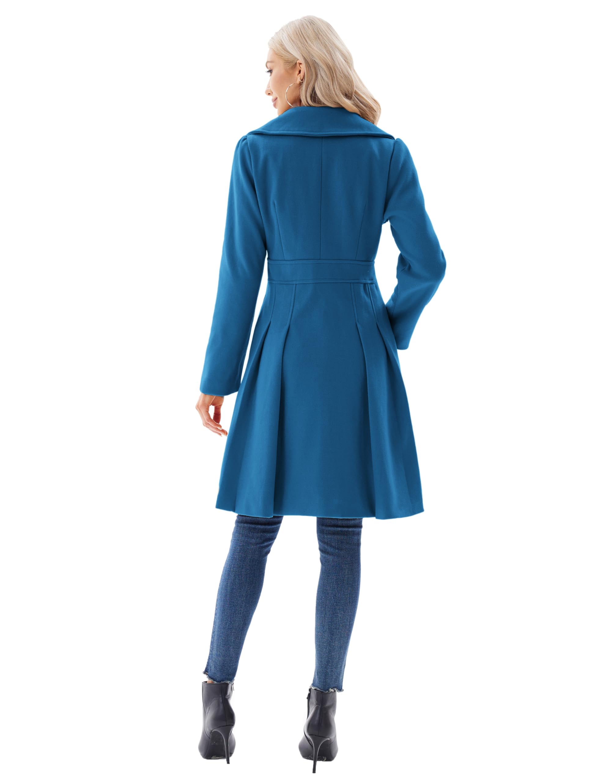 GRACE KARIN Płaszcz damski płaszcz zimowy revers płaszcz trencz zimowy długi płaszcz swing kurtka Outwear z paskiem CLX005A20