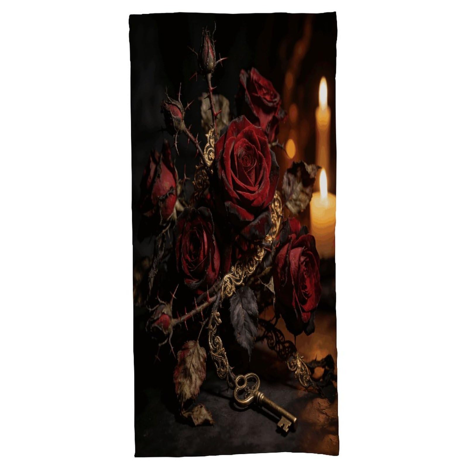 Fodpand Style Gothic Vintage Flower Bath Towel, Highly Absorbent & Quick Drying Beach Towel, Compact & Lightweight Pool Towel For Bathroom, Beach, Pool, Gym, Spa, And Hotel Use