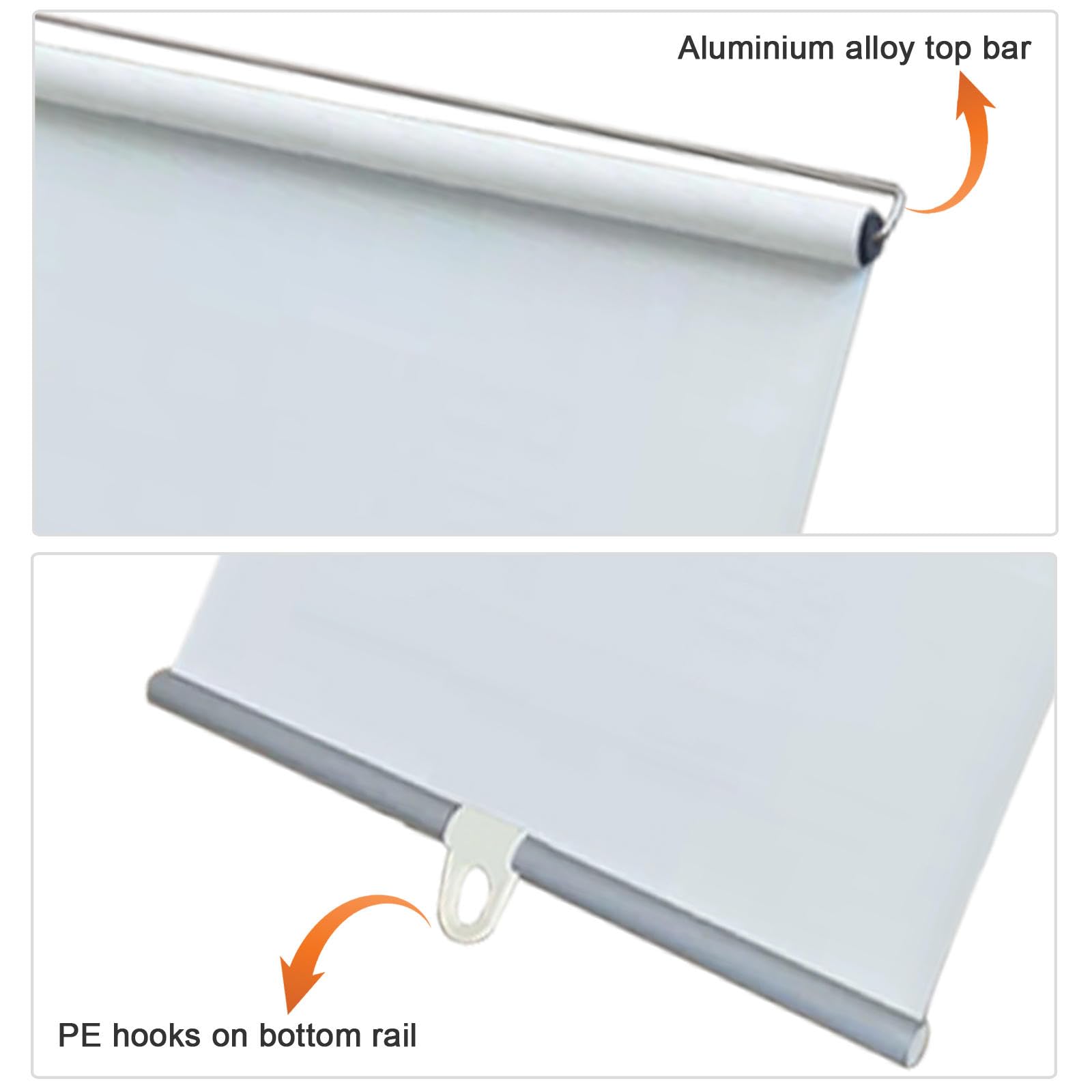 Tenda Avvolgibile per Finestre,Tenda a Rullo Oscurante a Retrattile,Tende Oscuranti per Privacy,60x150cm 80x200cm Tenda Avvolgibile a Molla,Tende Ad Isolamento Termico,White-65x200cm(25.6x78.7in)