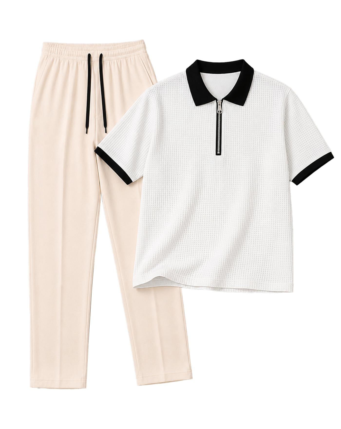 ausk Men's Premium Polo Co-Ord Set | Cotton Blend Polo T-Shirt & Elastic Waist Track Pant | Casual Summer Wear | Lounge Wear | Travel Wear Clothing Set for Men-picture-29