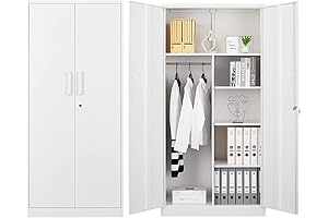 White Steel 72"" Metal Storage Locker Cabinet