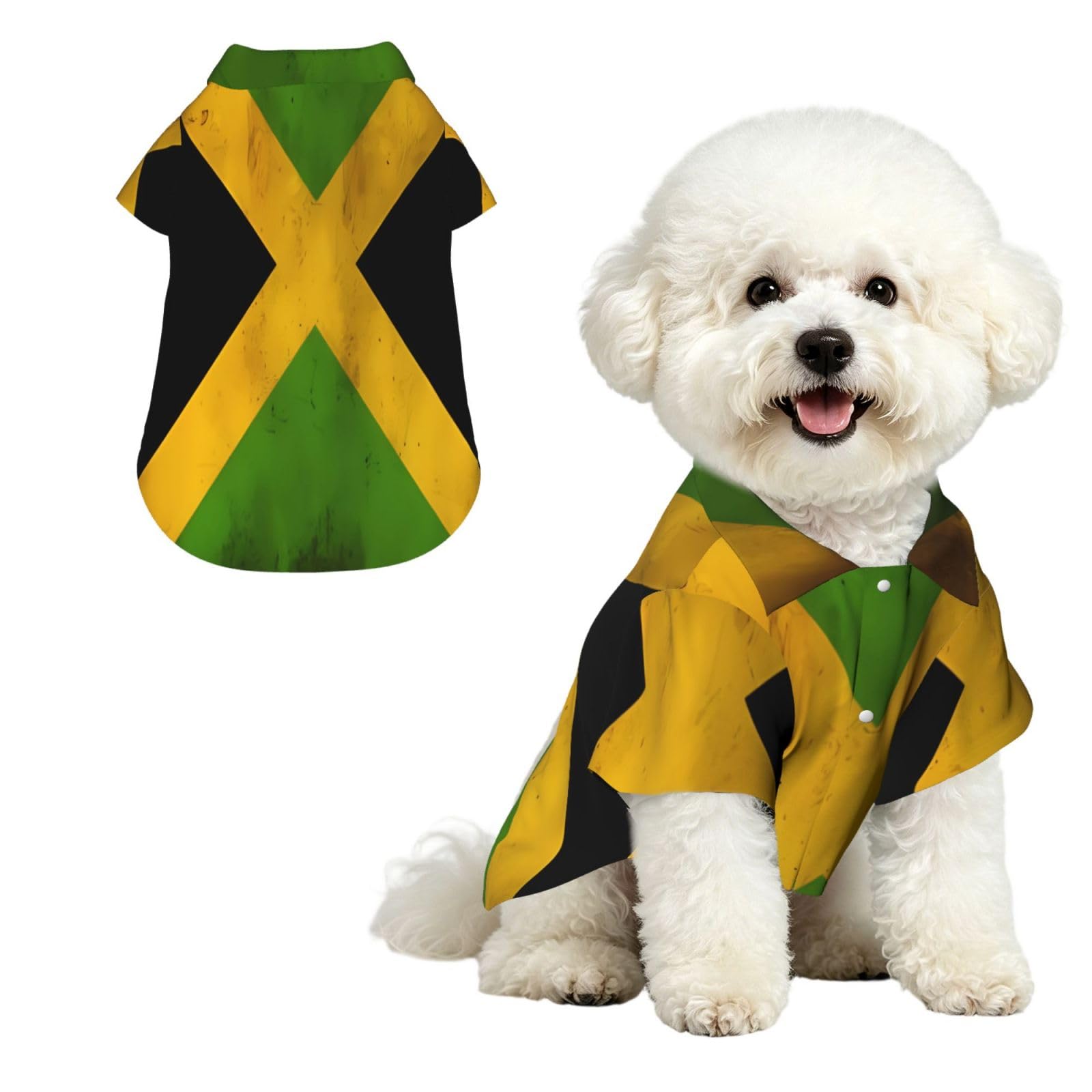 Dog Hawaiian Shirt Summer - Cute Tropical Pet Clothes For Small Dogs Cats - Lightweight Beach Outfit Old Jamaican Flag