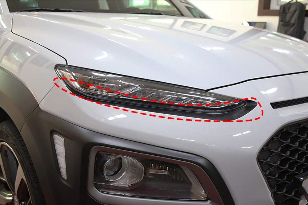 Zenocide Black Exterior Black Eye-Line Head Lamp Light Decal Sticker 2P for Hyundai Kona 2017 2018