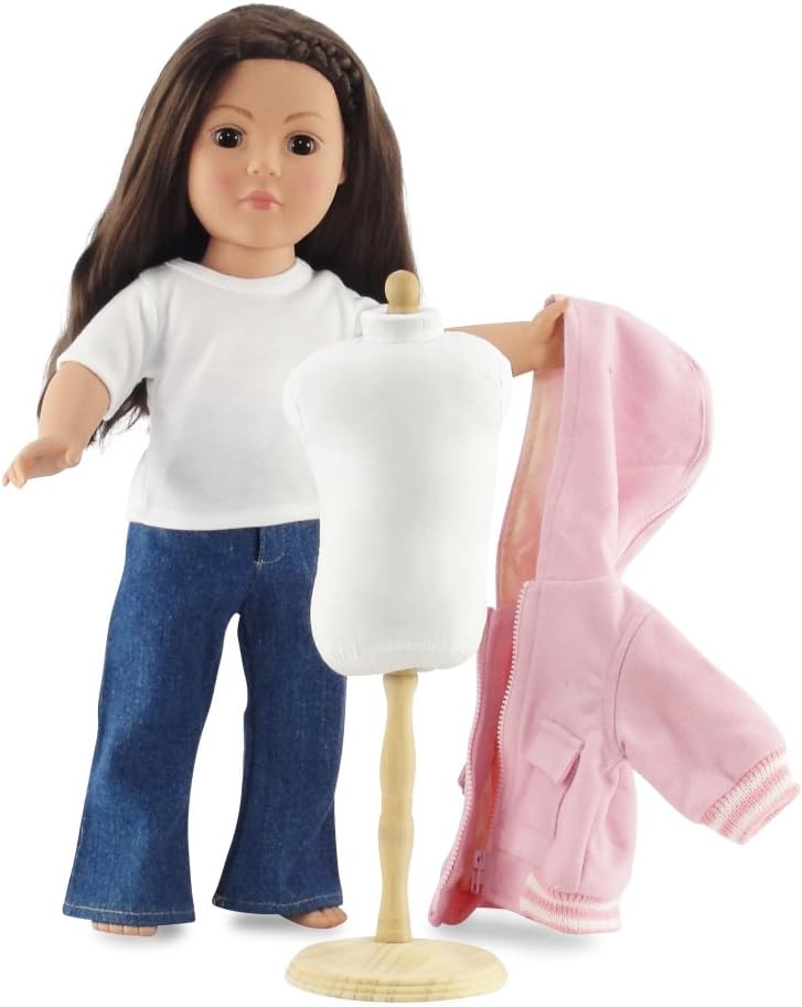 Emily Rose 18 Inch Doll Mannequin Dress Form - 100% Cotton Fill for Sewing & Display | Compatible with Clothing for American Girl Dolls - USA Brand