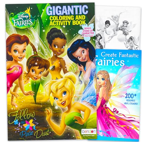 Disney Fairies Coloring and Activity Book for Kids - Bundle with Tinker Bell Coloring Pages and Stand Up Character Plus Stickers | Disney Fairies Activity Set for Girls