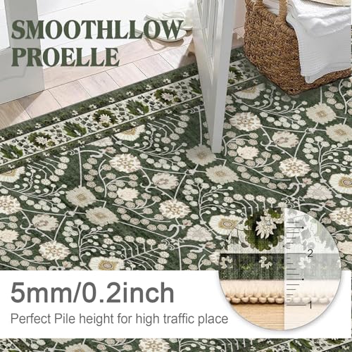 Tapete Boho 3x5 Piso Lavable Verde miniatura 6