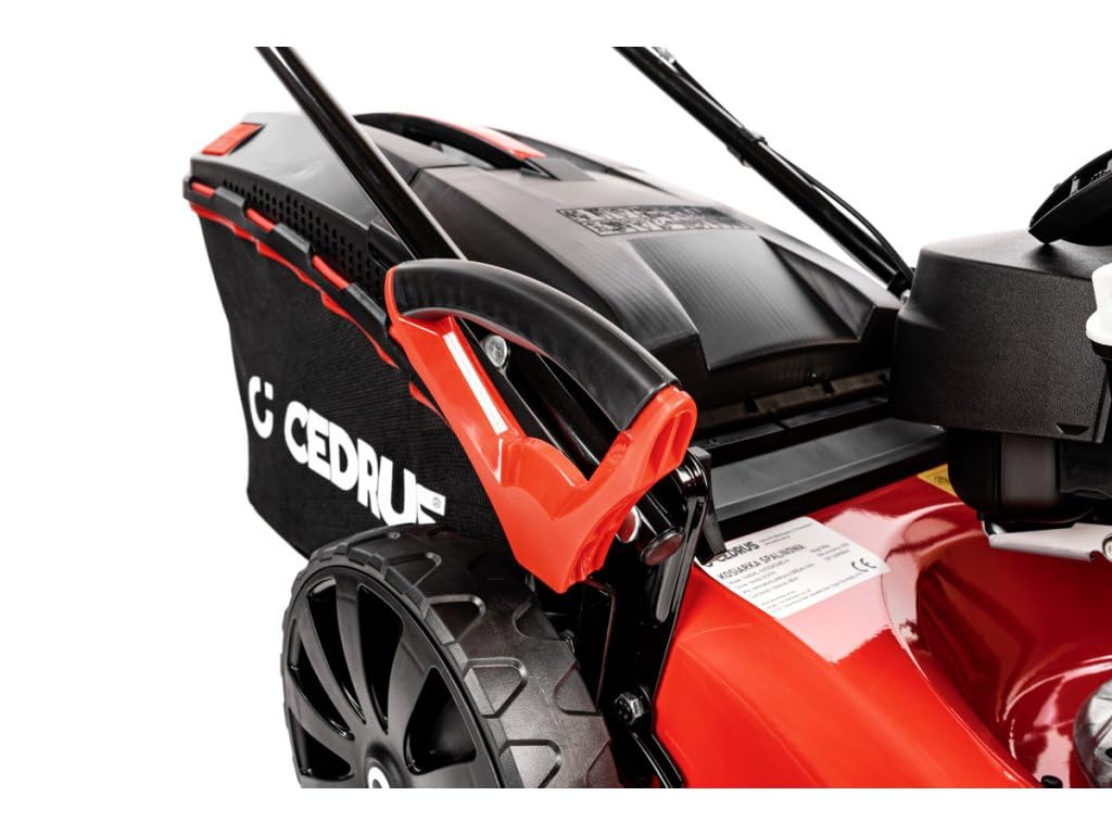 Hahn & Sohn Cortacésped de gasolina Cedrus AL, ancho de corte autopropulsado, carcasa de aluminio, función de mantillo, cesta de 65 L, motor fuerte, expulsión trasera, jardín, hasta 1800 m², arranque