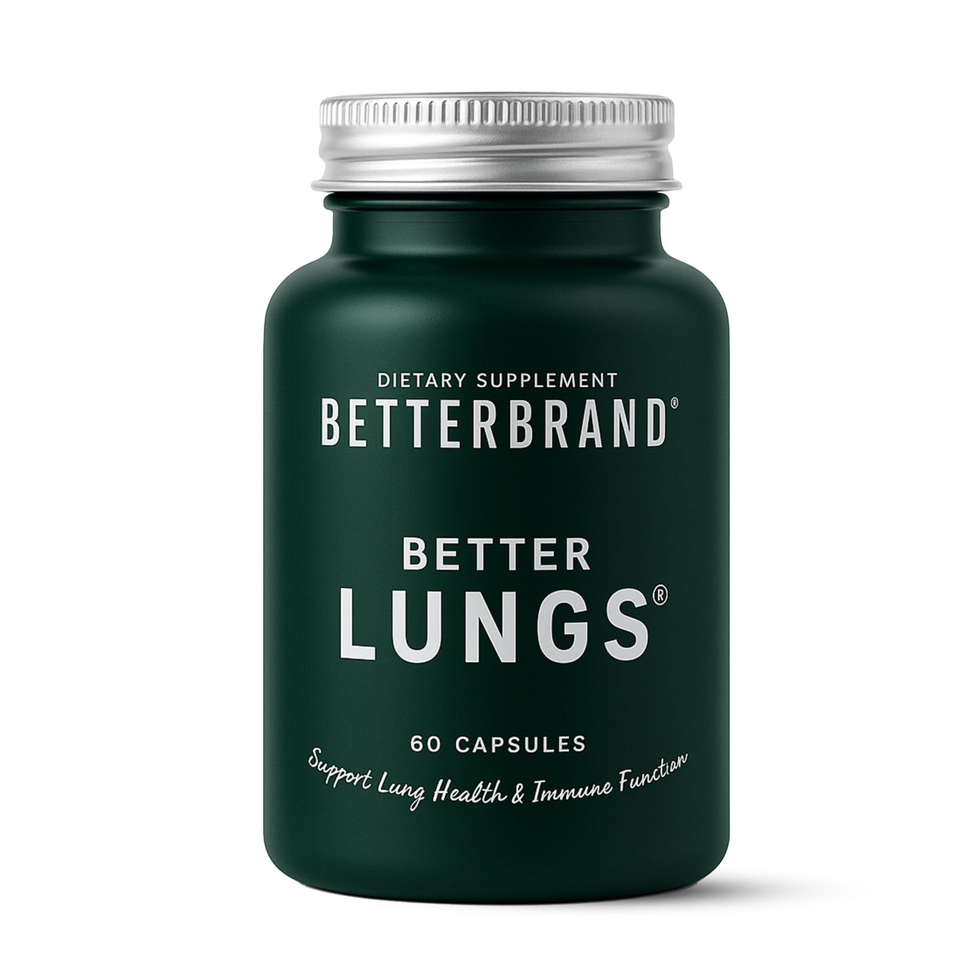 Betterbrand BetterLungs Daily Respiratory Health Supplement (60 Capsules) | with NAC, Vitamin D, Elderberry, Ginseng, Mullein, and Reishi Mushroom | for Lung Health and Allergy Relief (Pack of 1)