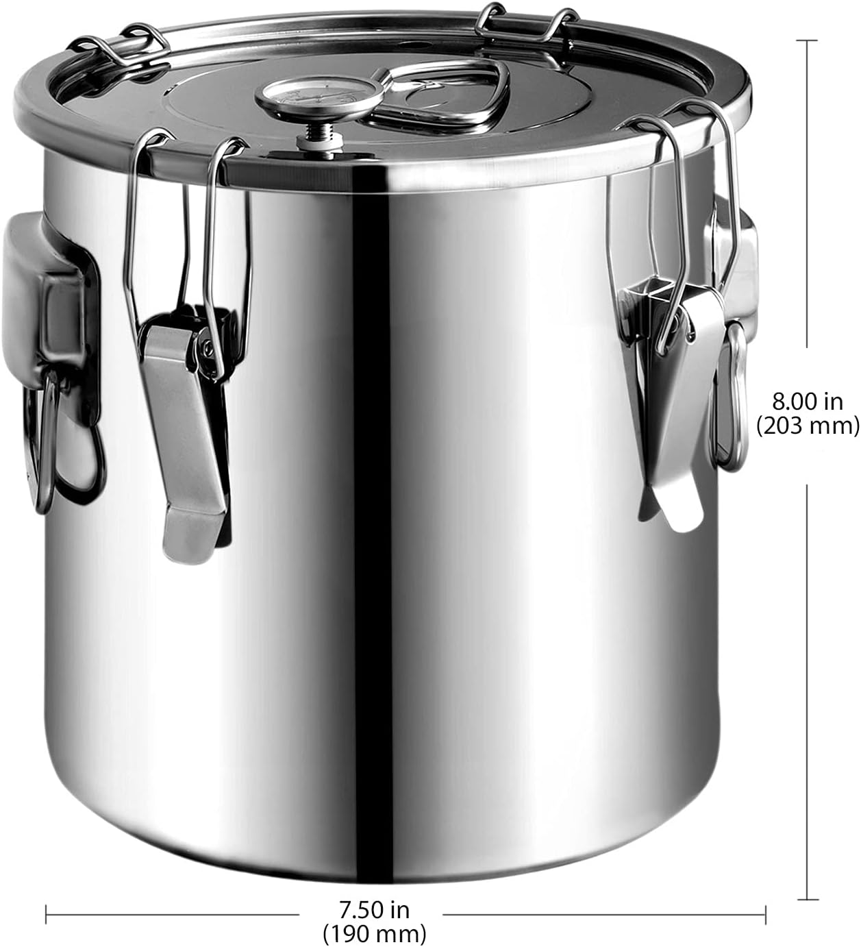 Stainless Distiller, 6 L (1.6 Gal) Capacity, Complete Kit with Thermometer - For Water & Steam/Essential Oil Distillation (External Heat Source) (1.6 Gal (6L))