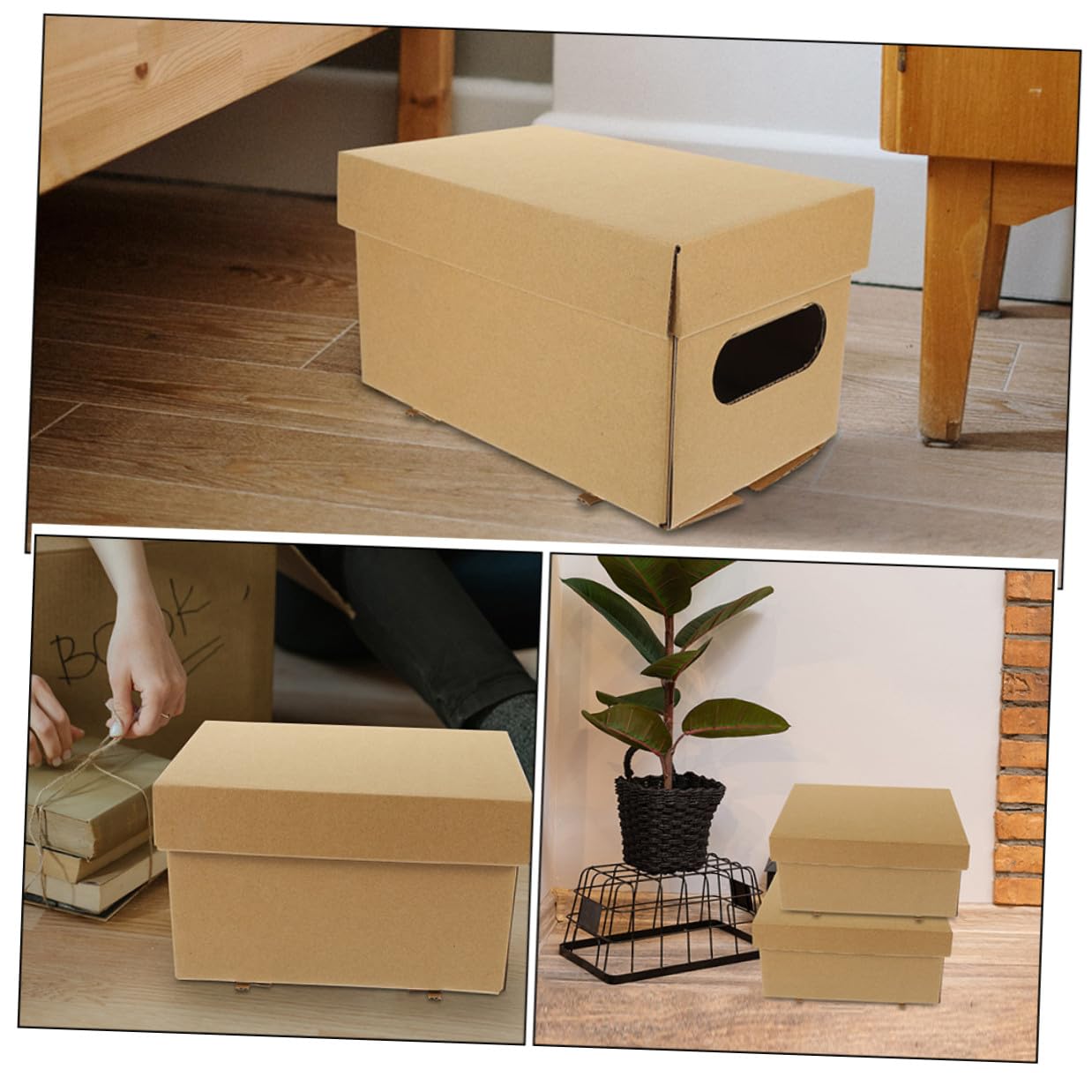 4 Pezzi Scatola Portaoggetti in Carta con Coperchio, Organizer Ufficio Documenti, Capacità Ottimale per Mantenere Ordine e Spazio Ordinato, Design Semplice e Resistente