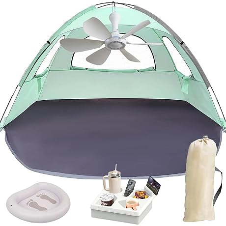 Mini Portable Beach Tent with Built-in Fan for Ultimate Cooling Comfort