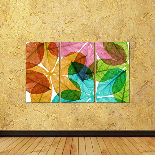 Image of ArtzFolio Colorful Leaves Split Art Painting Panel On Sunboard 45 X 27Inch