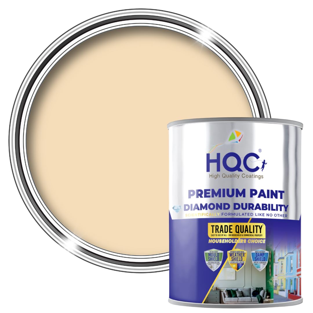 HQC Weather Shield Light Beige Smooth Masonry Paint | 1L in 30+ Colours|Storm Proof, Scrub Resistance & Waterproof|Weatherproof Technology Designed with Acrylic Resin for Ultimate Protection