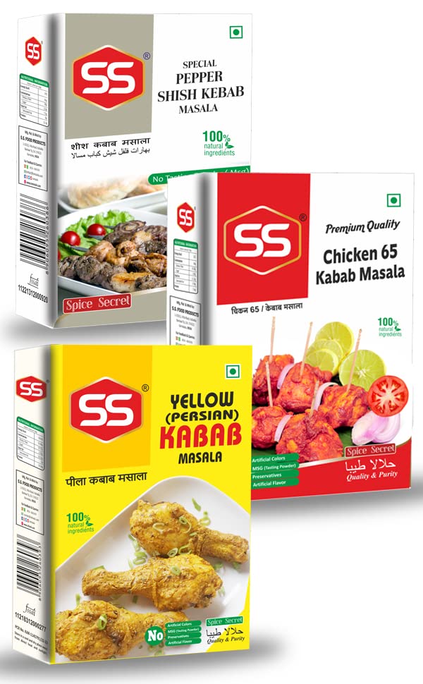 SS MASALAS Chicken 65 Masala, Shish Kabab Masala and Yellow Persian Kebab Powder 100g each Combo Pack (B0BVQW3NZM) Amazon Price History, Amazon Price Tracker