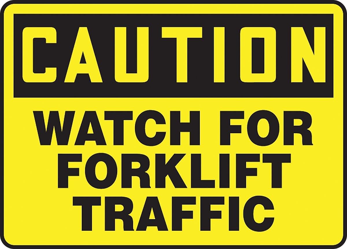 Accuform MVHR633VA Aluminum Safety Sign, Legend "CAUTION WATCH FOR FORKLIFT TRAFFIC", 10" Length x 14" Width, Black on Yellow