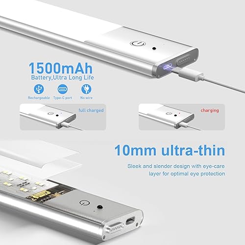 Miniatura 3 de 79-LED Under Cabinet Lighting, 15 Colors Uitra-Thin Closet Lights Rechargeable Wireless Under Counter Lighting with Remote Control, Dimmable RGB