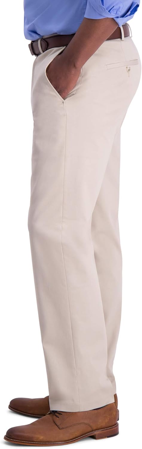 Haggar Men's Iron Free Premium Khaki Classic Fit Flat Front Expandable Waist Casual Pant (Regular and Big & Tall Sizes) - Image 2