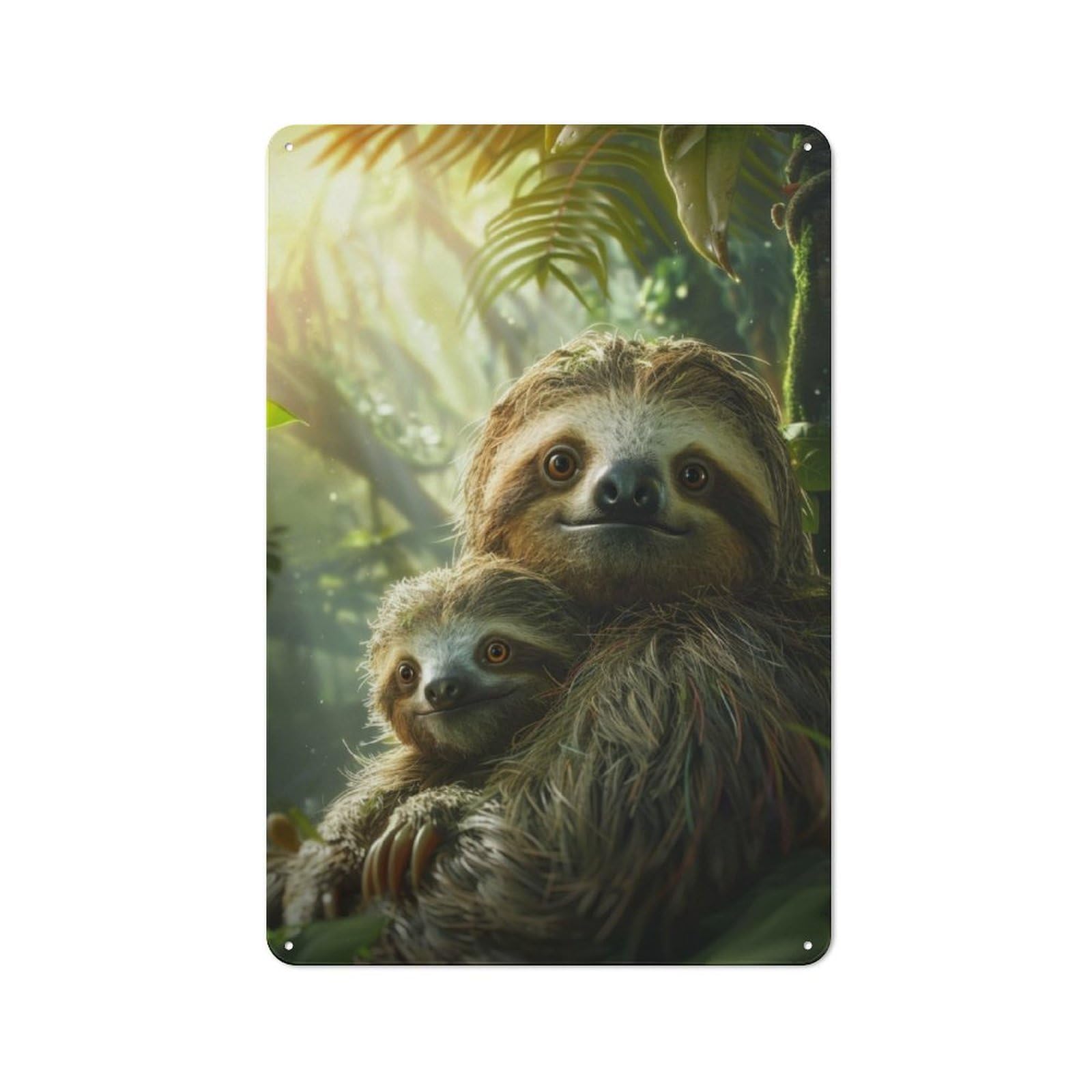 Junmoney Sloth Animal Family Rustic Metal Wall Sign 30X20cm For Kitchen Or Home Bar, For Garage, Workshop And Man Cave Decoration