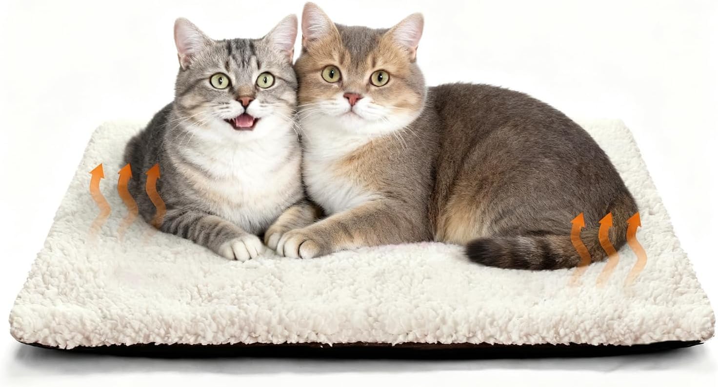 Mora Pets Selbstheizende Katzendecke Selbstwärmend Decke Katze, Heizdecke für Katze & Hunde Ohne Strom, Wärmedecke Angenehm Geräuschlos, Katzen Decke Flauschig & Rutschfester, 74 x 48cm