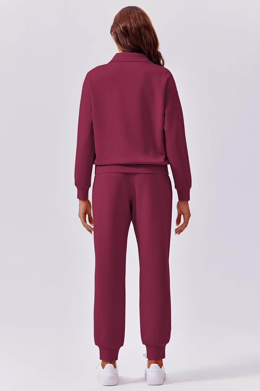 PINSPARK 2 Piece Sets for Women 2025 Fall Travel Outfits Long Sleeve Tracksuit Joggers Sets Half Zip Sweatsuit Matching Set - Image 3