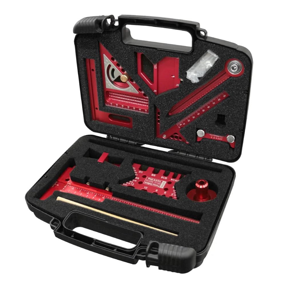 Kit de Escuadra para Carpintería con Bloque de Posicionamiento para Escuadra en T y 10 Guías de Afilado de Compás.