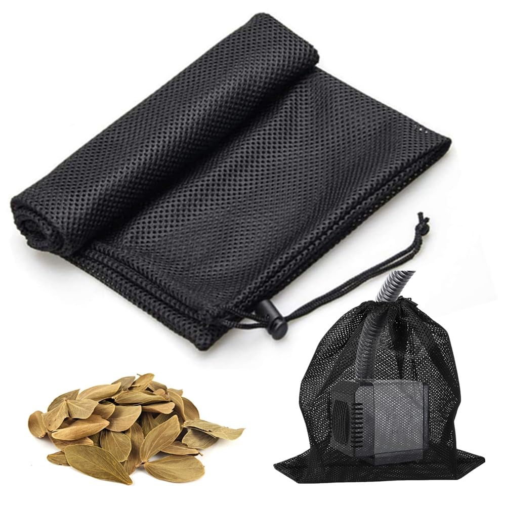 Wanfoou Pond Pump Filter Bag, Pond Filter Bag, Black Fish Pond Filter Bag Pump Filter Mesh Bags Pond Fish Pond Filter Mesh Bags with Drawstring Home Accessory Pond Pump Accessories, 45 * 45 cm