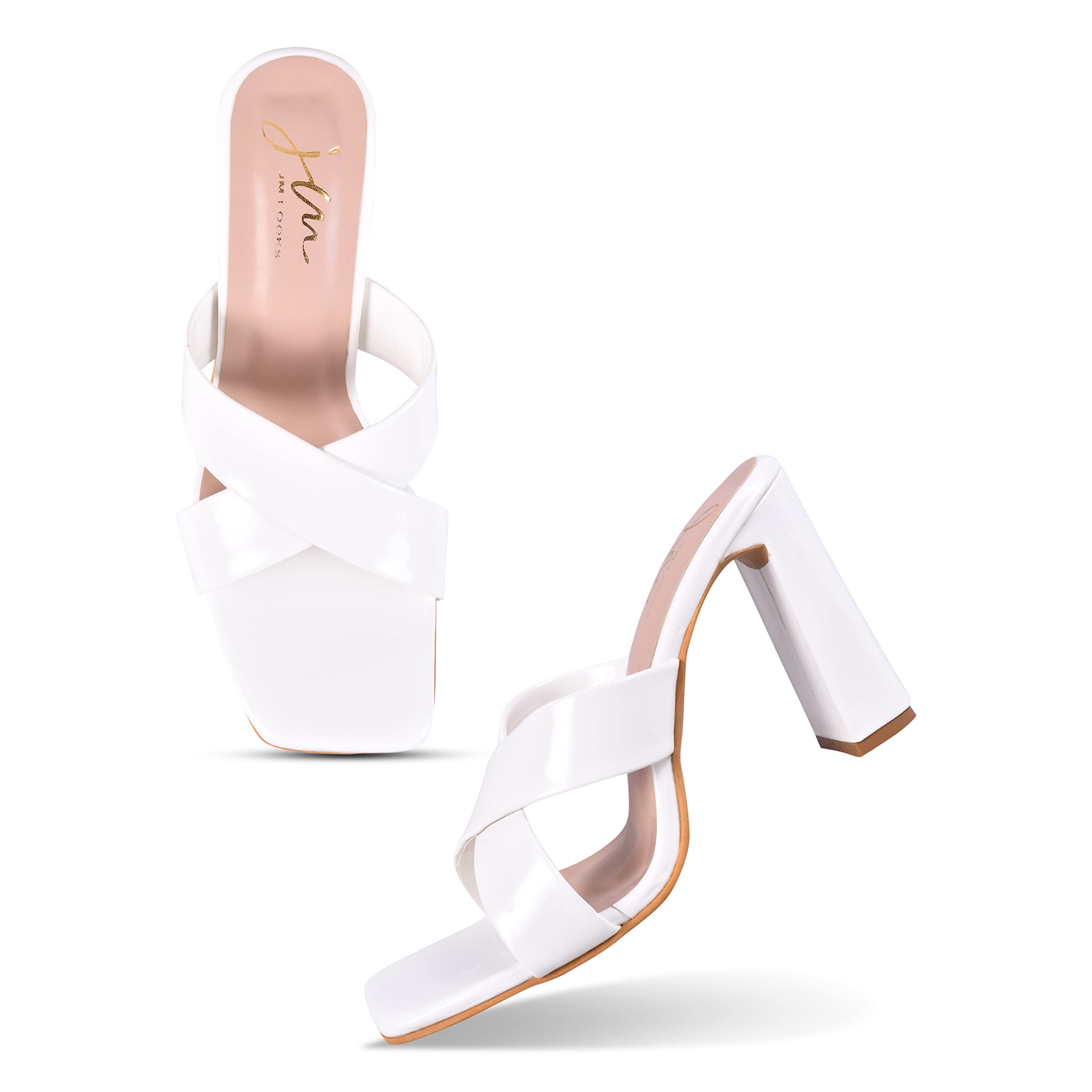 JM LOOKS Solid Slip On Block Heels Sandals For Womens & Girls KDB-2-White-38-X (B0C4Y6VQBV) Amazon Price History, Amazon Price Tracker